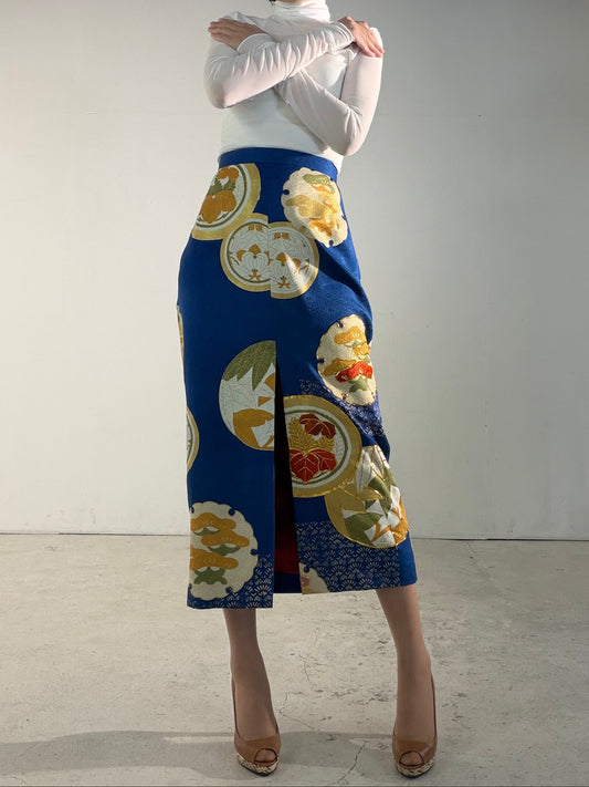 Kimono Skirt "SAI002" — Upcycled from Japanese Kimono Furisode