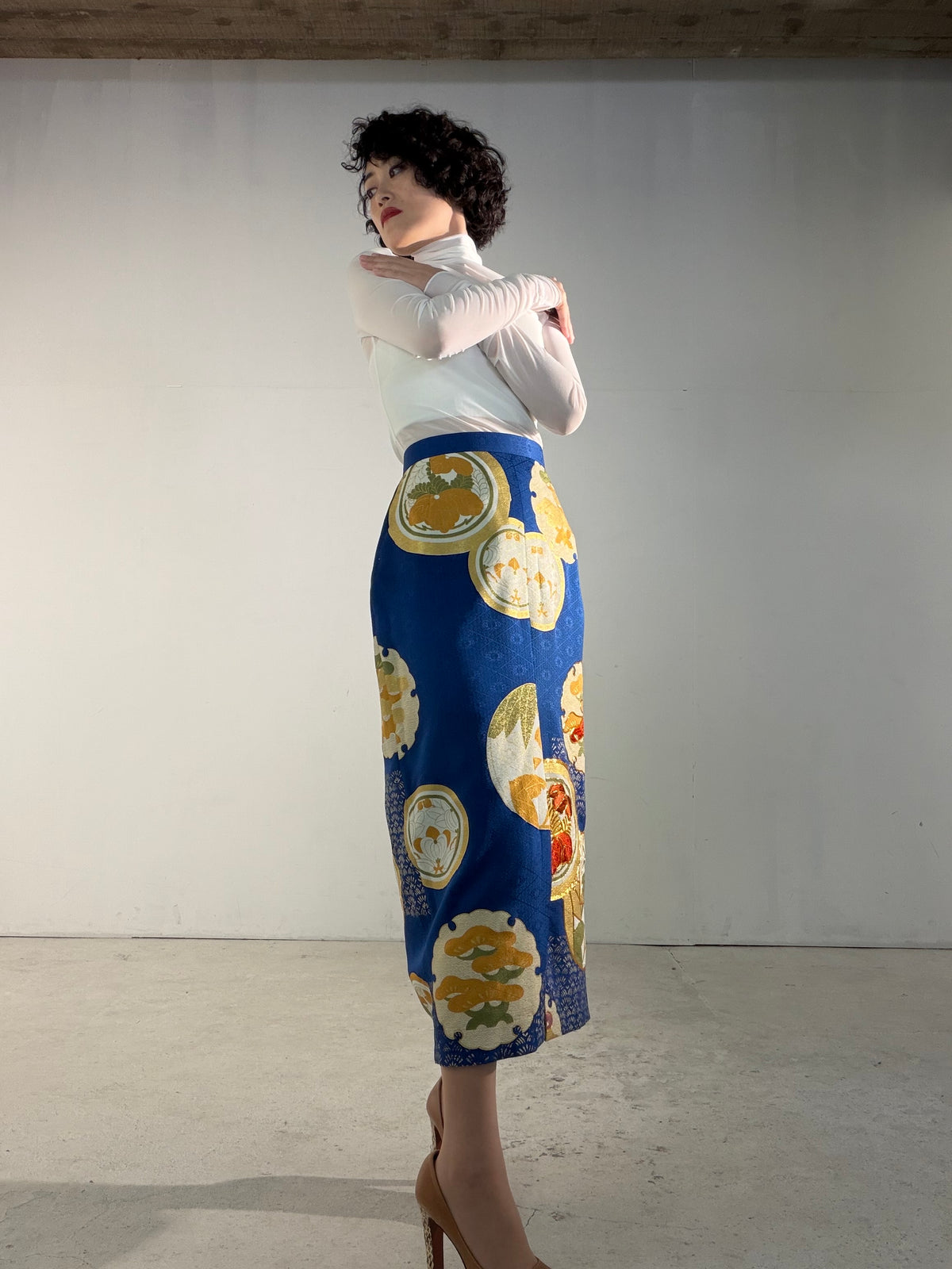 Kimono Skirt "SAI002" — Upcycled from Japanese Kimono Furisode