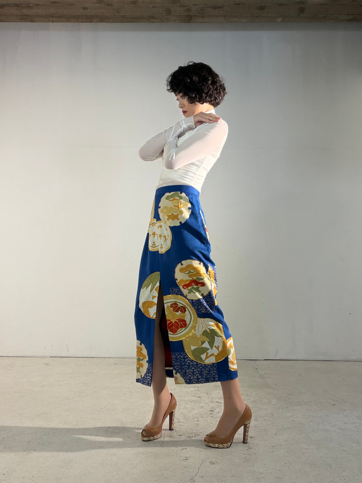 Kimono Skirt "SAI002" — Upcycled from Japanese Kimono Furisode