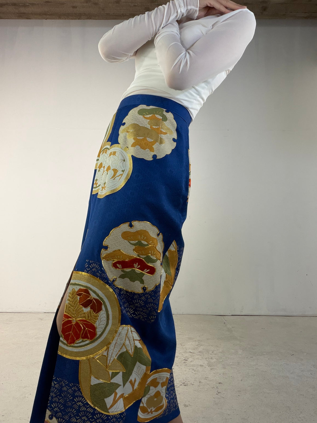 Kimono Skirt "SAI002" — Upcycled from Japanese Kimono Furisode