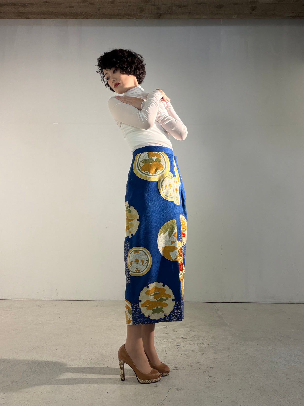 Kimono Skirt "SAI002" — Upcycled from Japanese Kimono Furisode