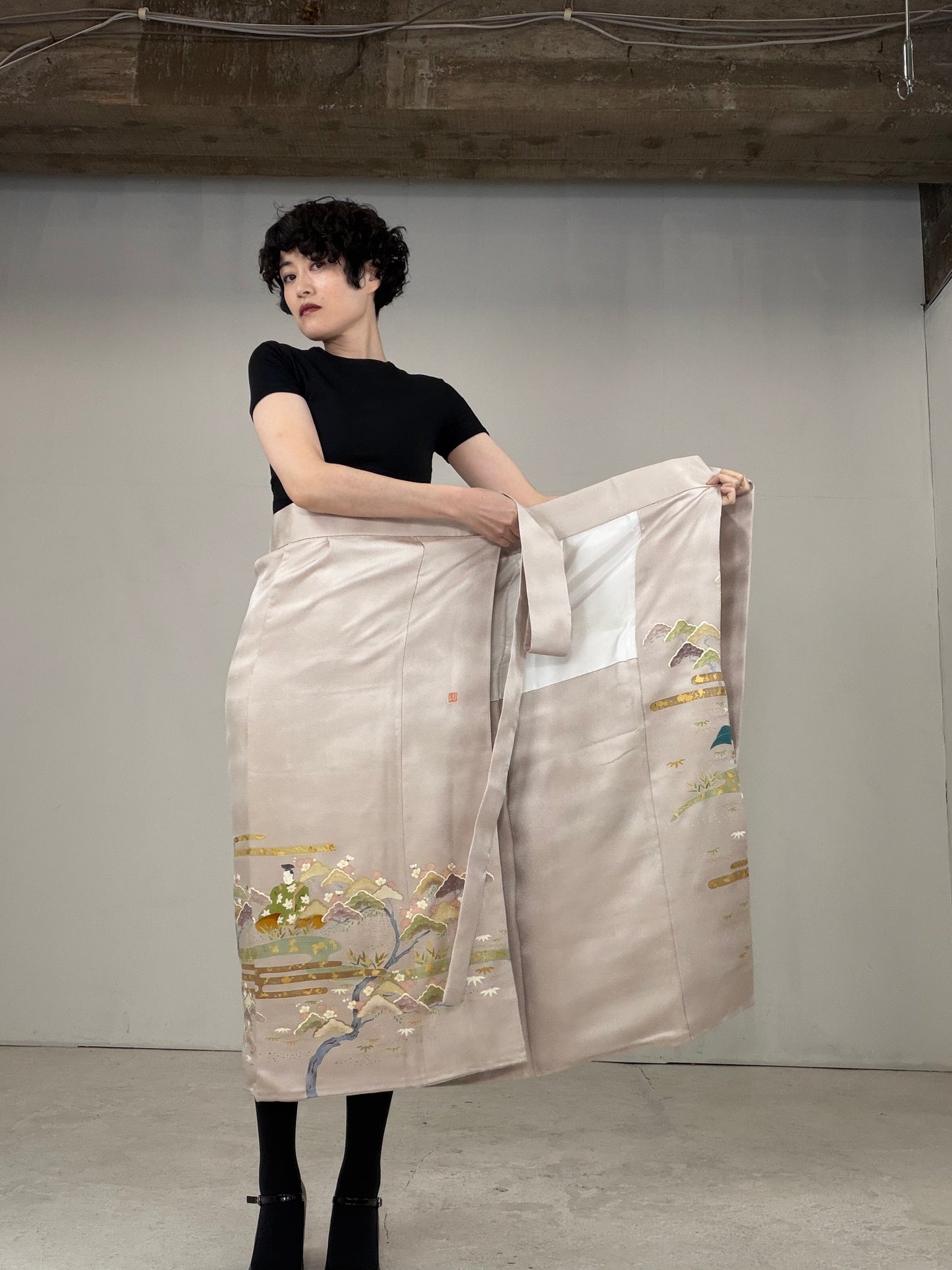 IROTOME SKIRT UPCYCLED FROM JAPANESE KIMONO "IRO124"