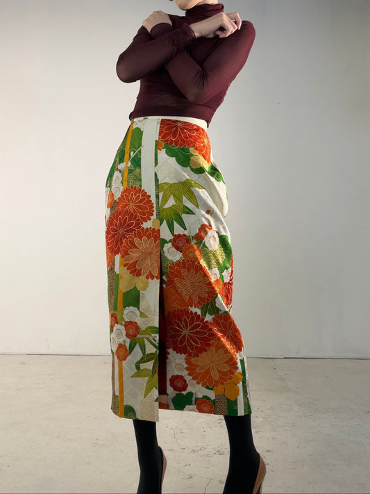 Kimono Skirt "SAI001" — Upcycled from Japanese Kimono Furisode