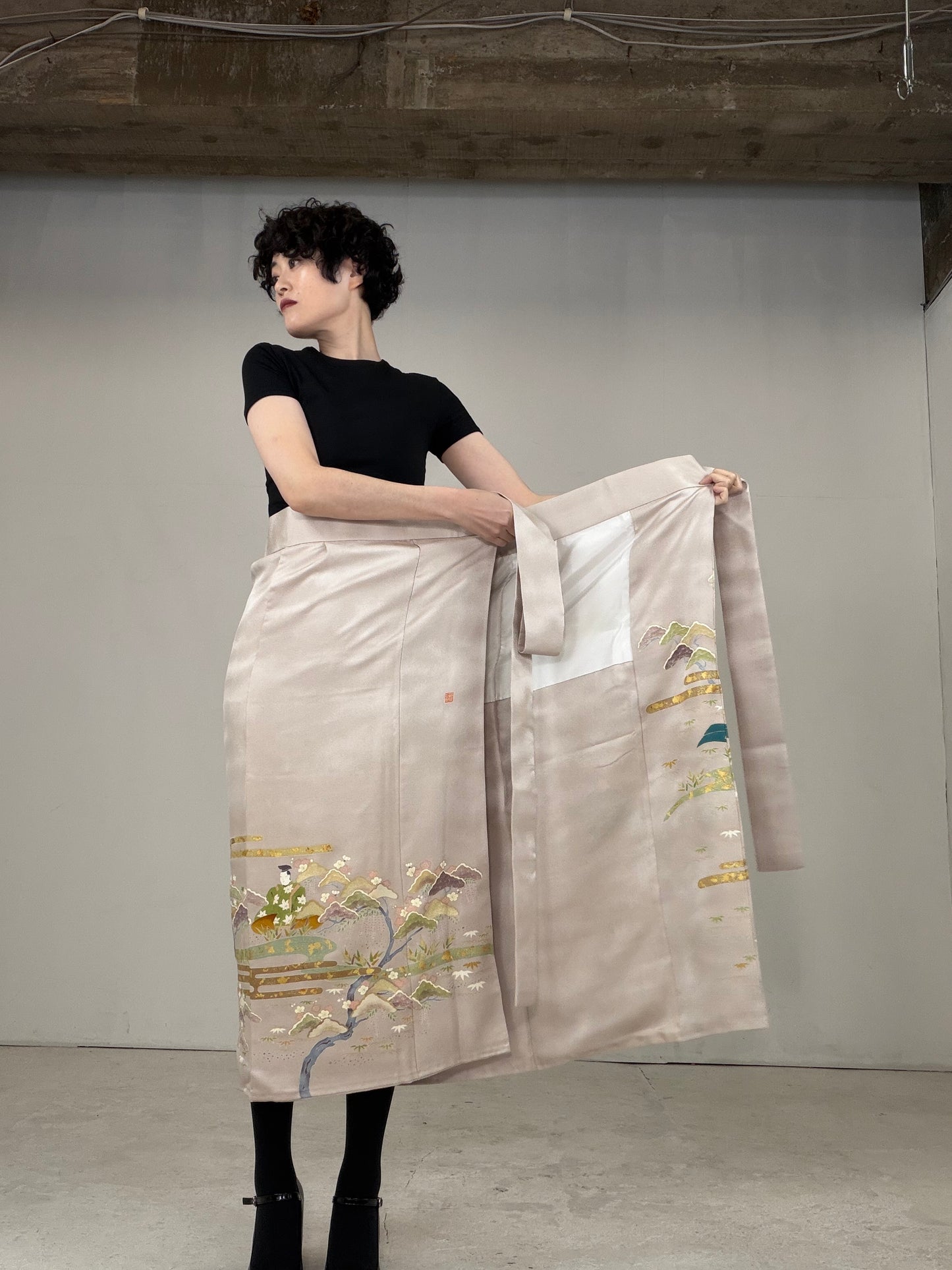 IROTOME SKIRT UPCYCLED FROM JAPANESE KIMONO "IRO124"