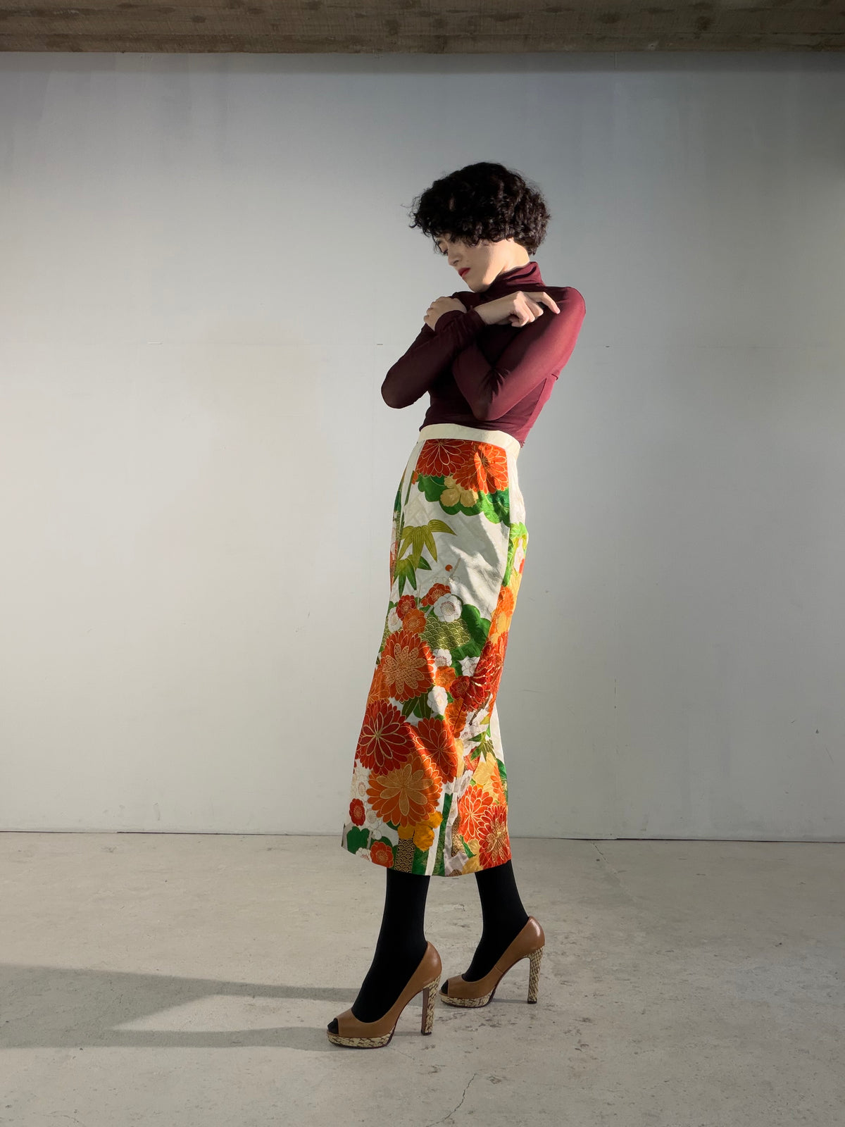 Kimono Skirt "SAI001" — Upcycled from Japanese Kimono Furisode