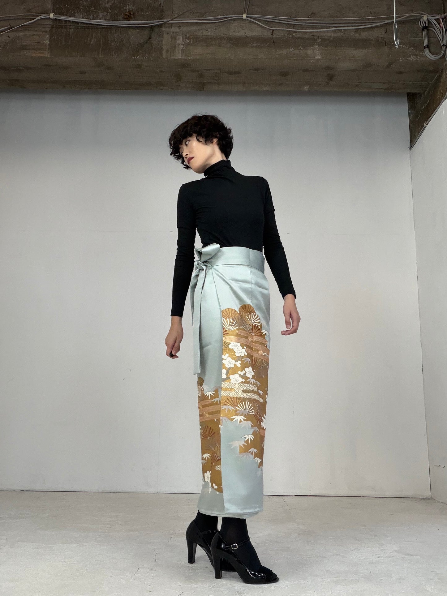 IROTOME SKIRT UPCYCLED FROM JAPANESE KIMONO "110"