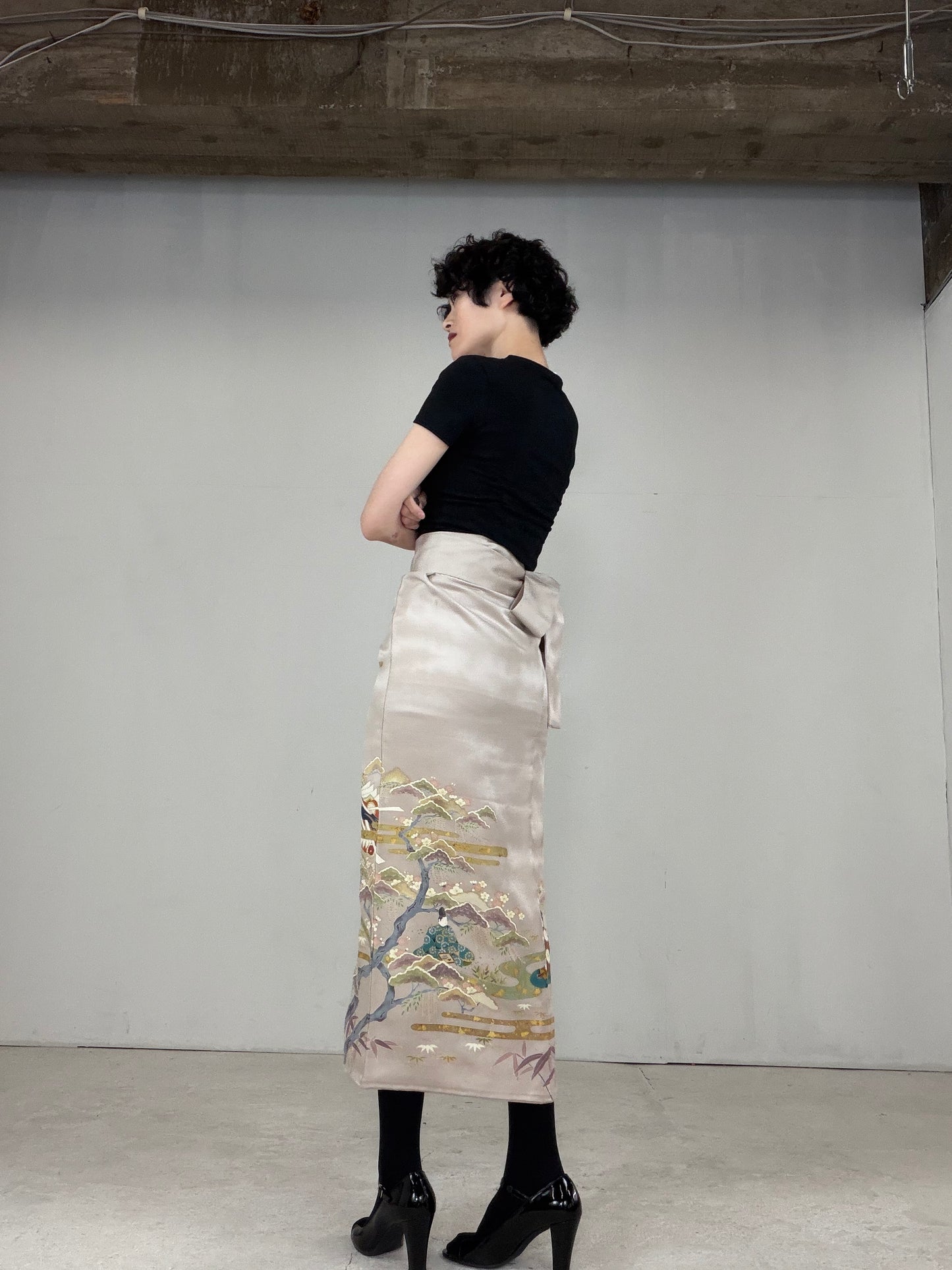 IROTOME SKIRT UPCYCLED FROM JAPANESE KIMONO "IRO124"