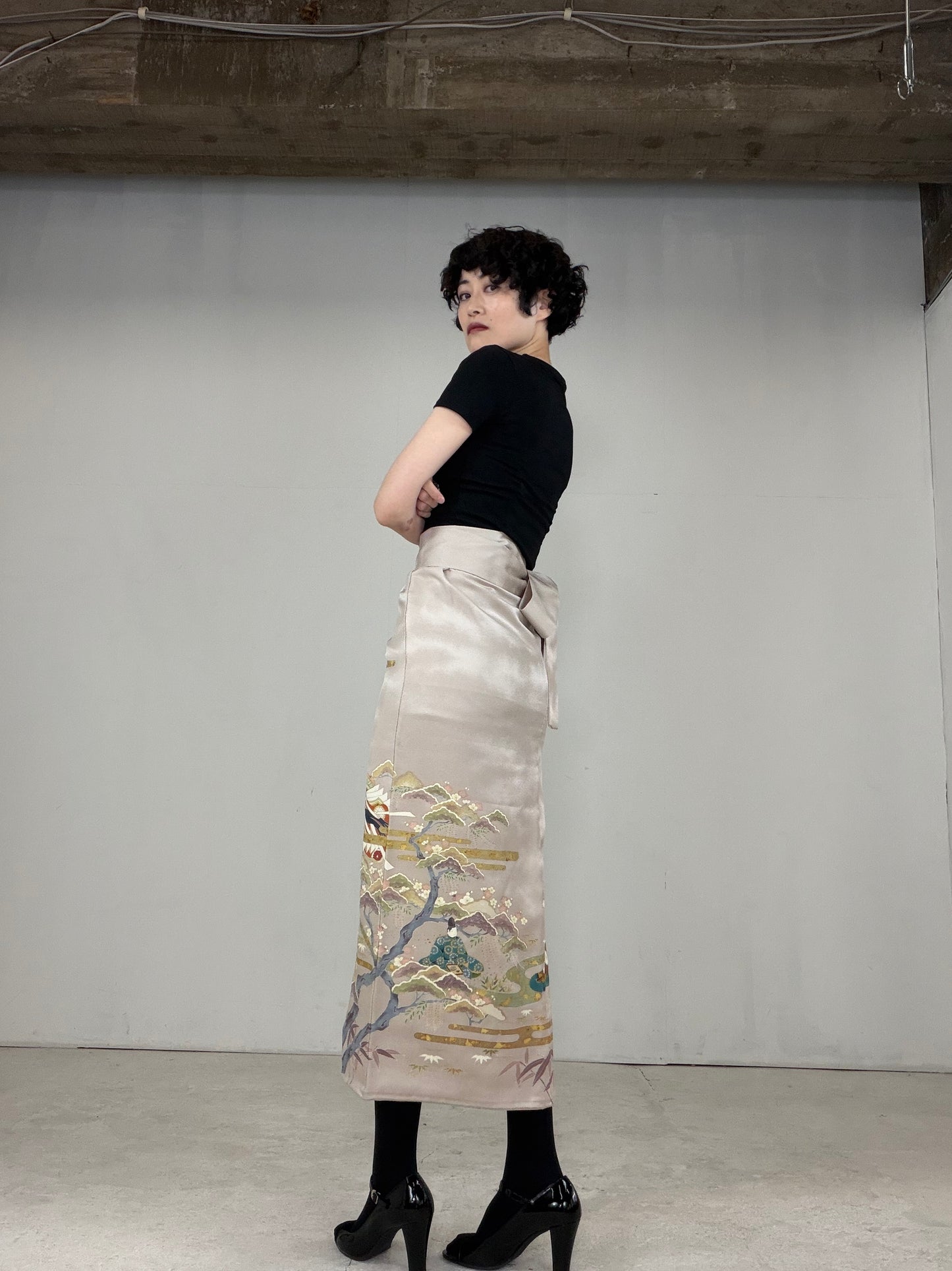 IROTOME SKIRT UPCYCLED FROM JAPANESE KIMONO "IRO124"