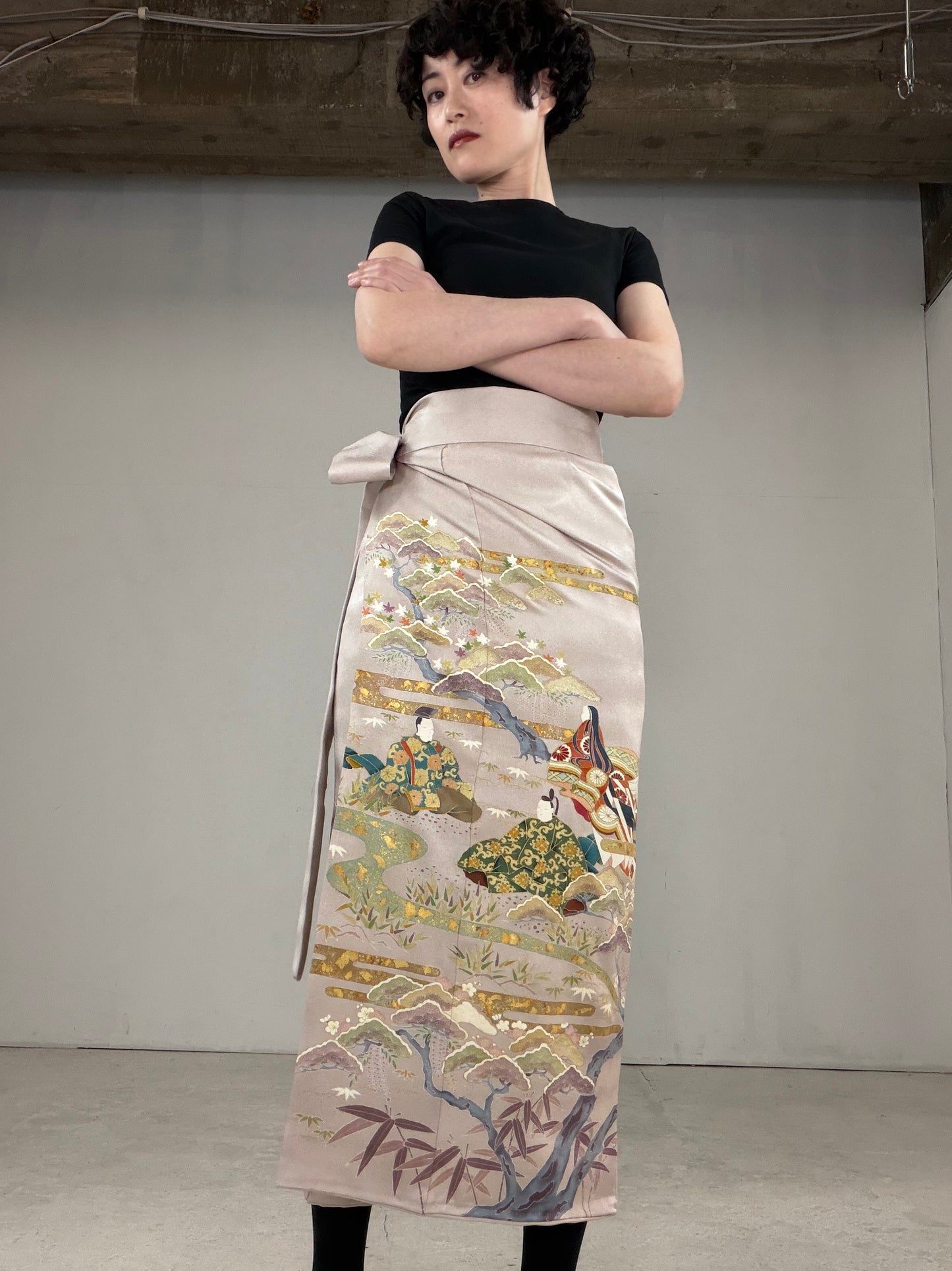 IROTOME SKIRT UPCYCLED FROM JAPANESE KIMONO "IRO124"