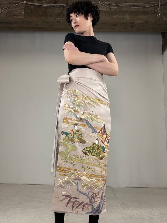 IROTOME SKIRT UPCYCLED FROM JAPANESE KIMONO "IRO124"
