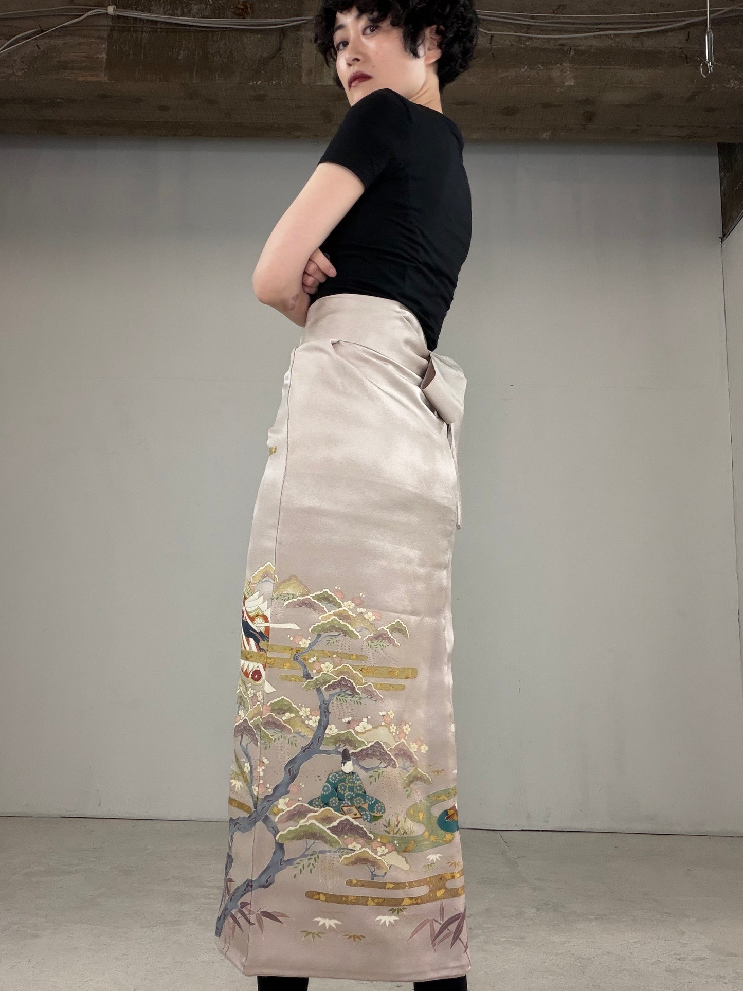 IROTOME SKIRT UPCYCLED FROM JAPANESE KIMONO "IRO124"