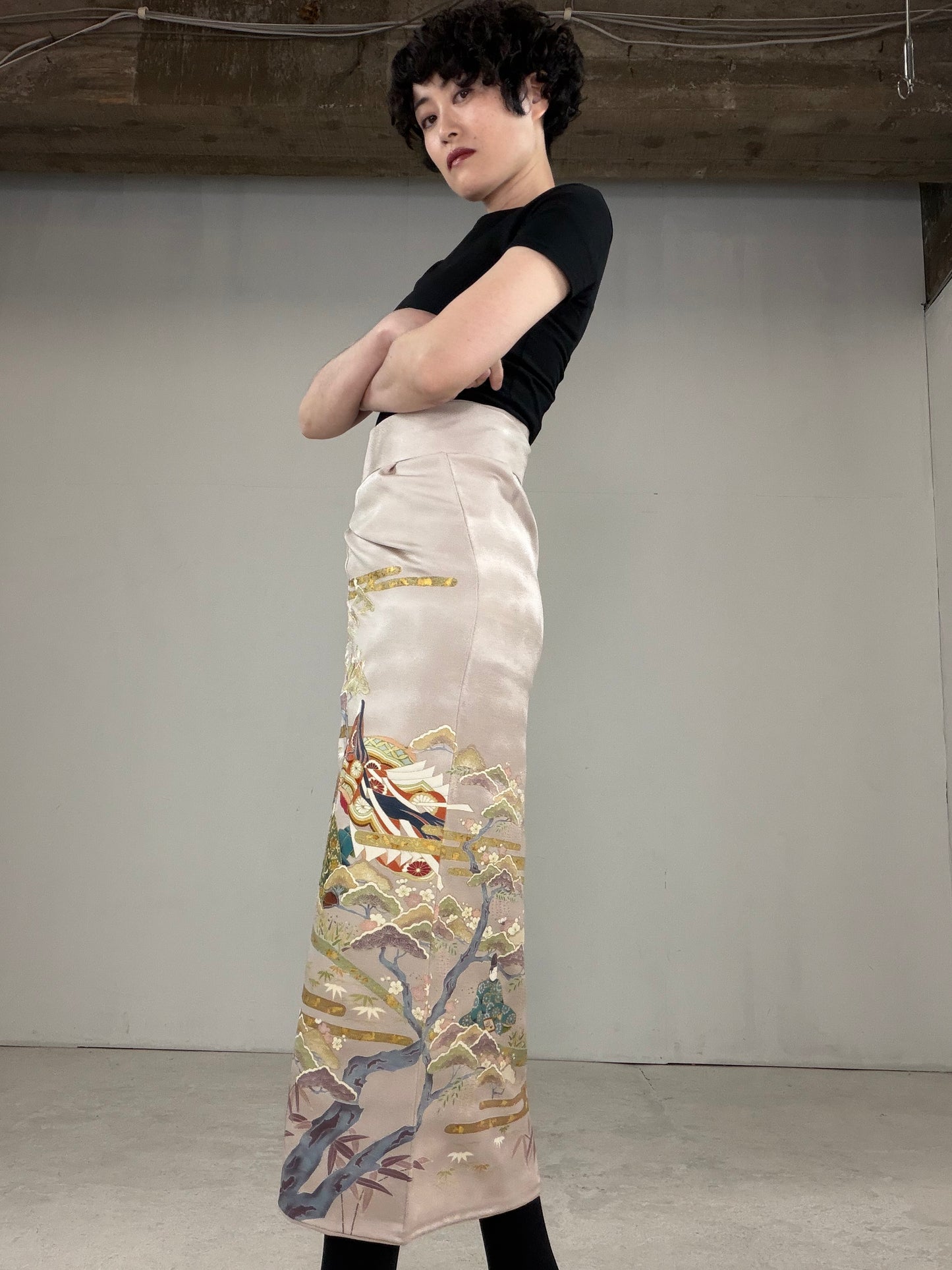 IROTOME SKIRT UPCYCLED FROM JAPANESE KIMONO "IRO124"