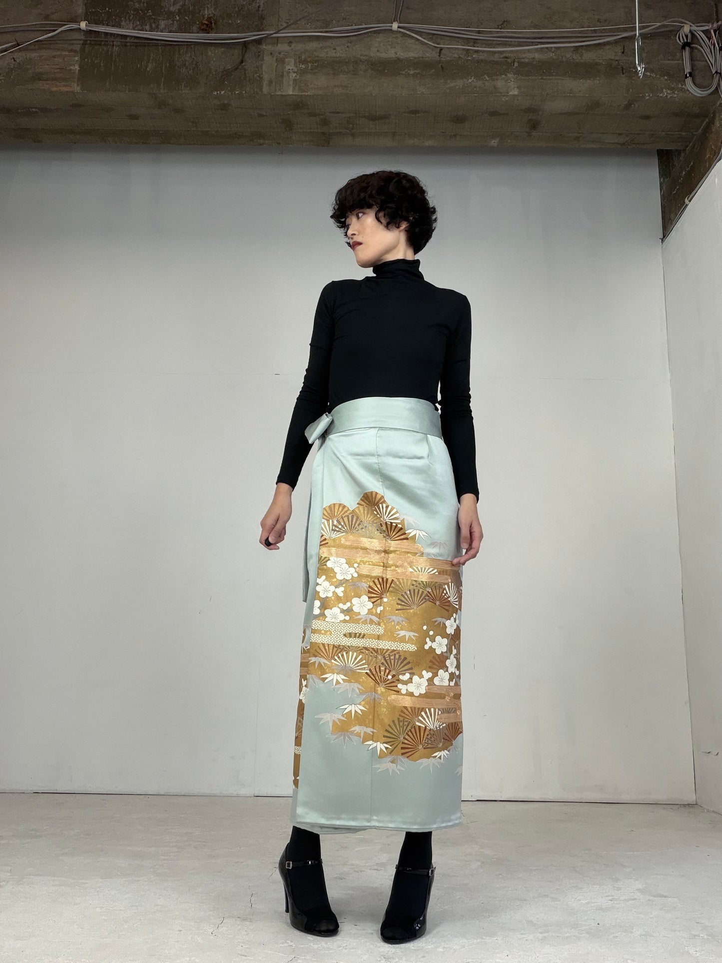 IROTOME SKIRT UPCYCLED FROM JAPANESE KIMONO "110"