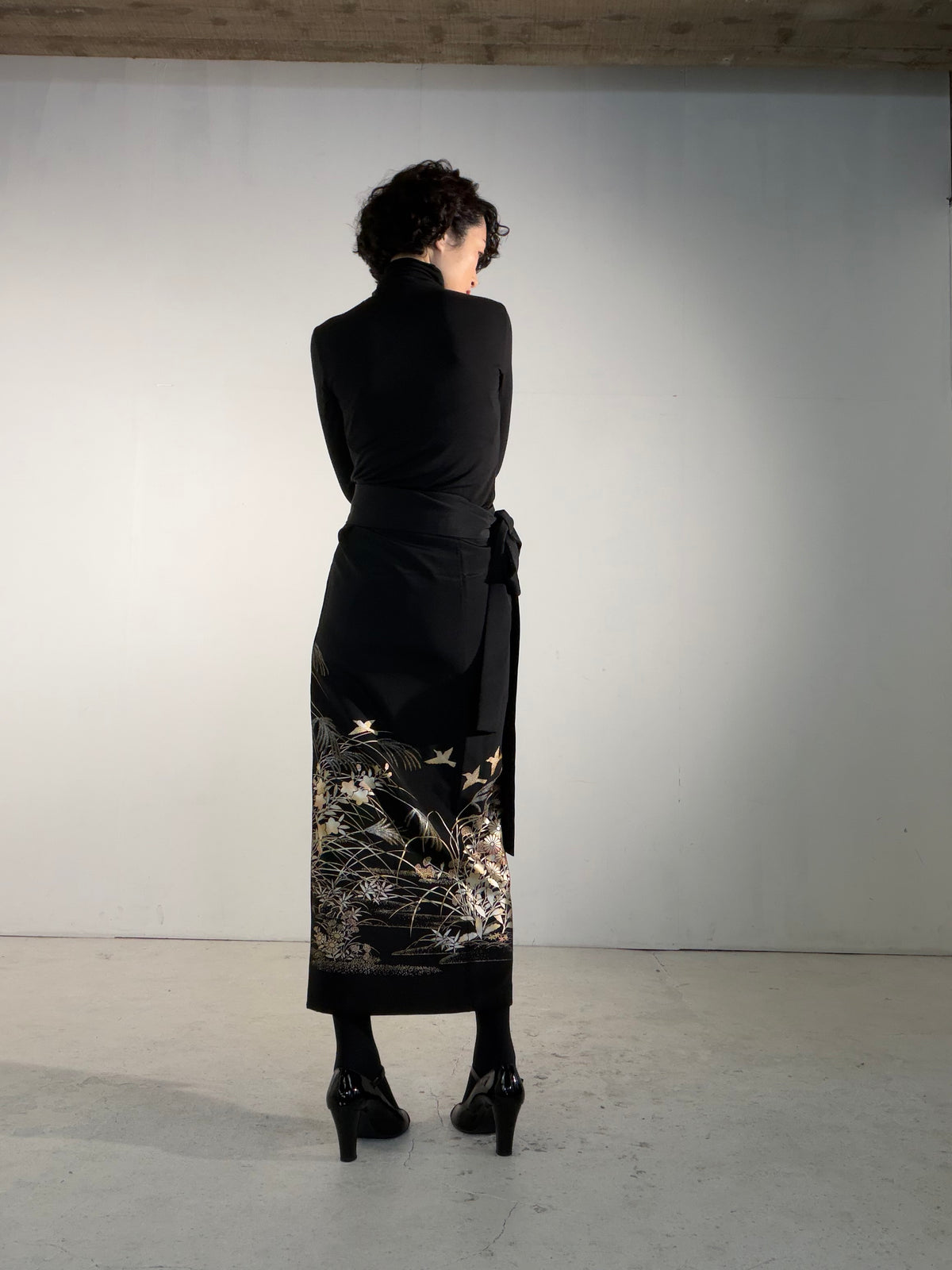 EDO-ZUMA SKIRT UPCYCLED FROM JAPANESE KIMONO "EDO072"