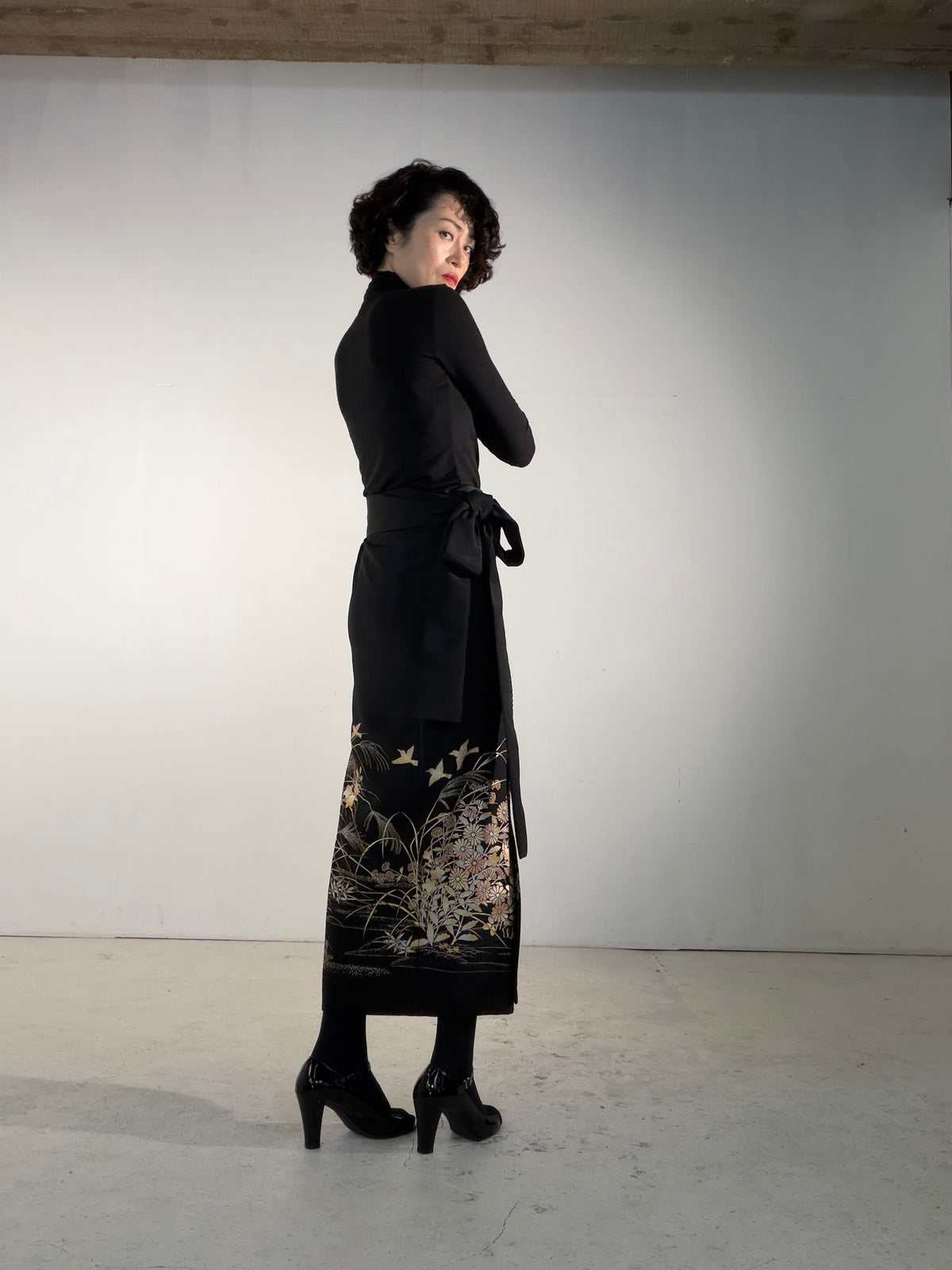 EDO-ZUMA SKIRT UPCYCLED FROM JAPANESE KIMONO "EDO072"
