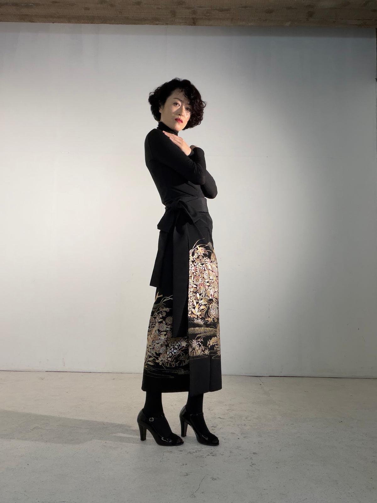EDO-ZUMA SKIRT UPCYCLED FROM JAPANESE KIMONO "EDO072"
