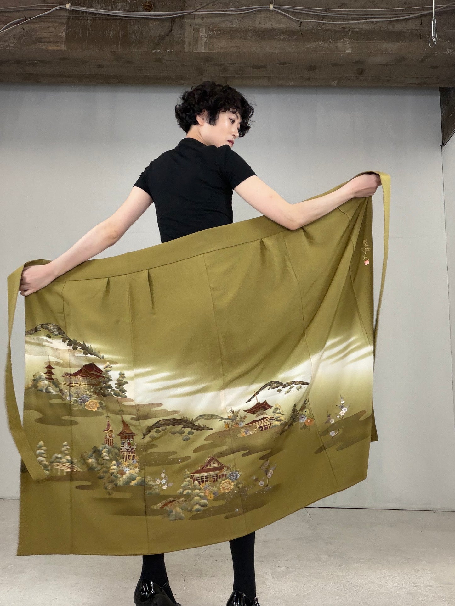 IROTOME SKIRT UPCYCLED FROM JAPANESE KIMONO "IRO122"