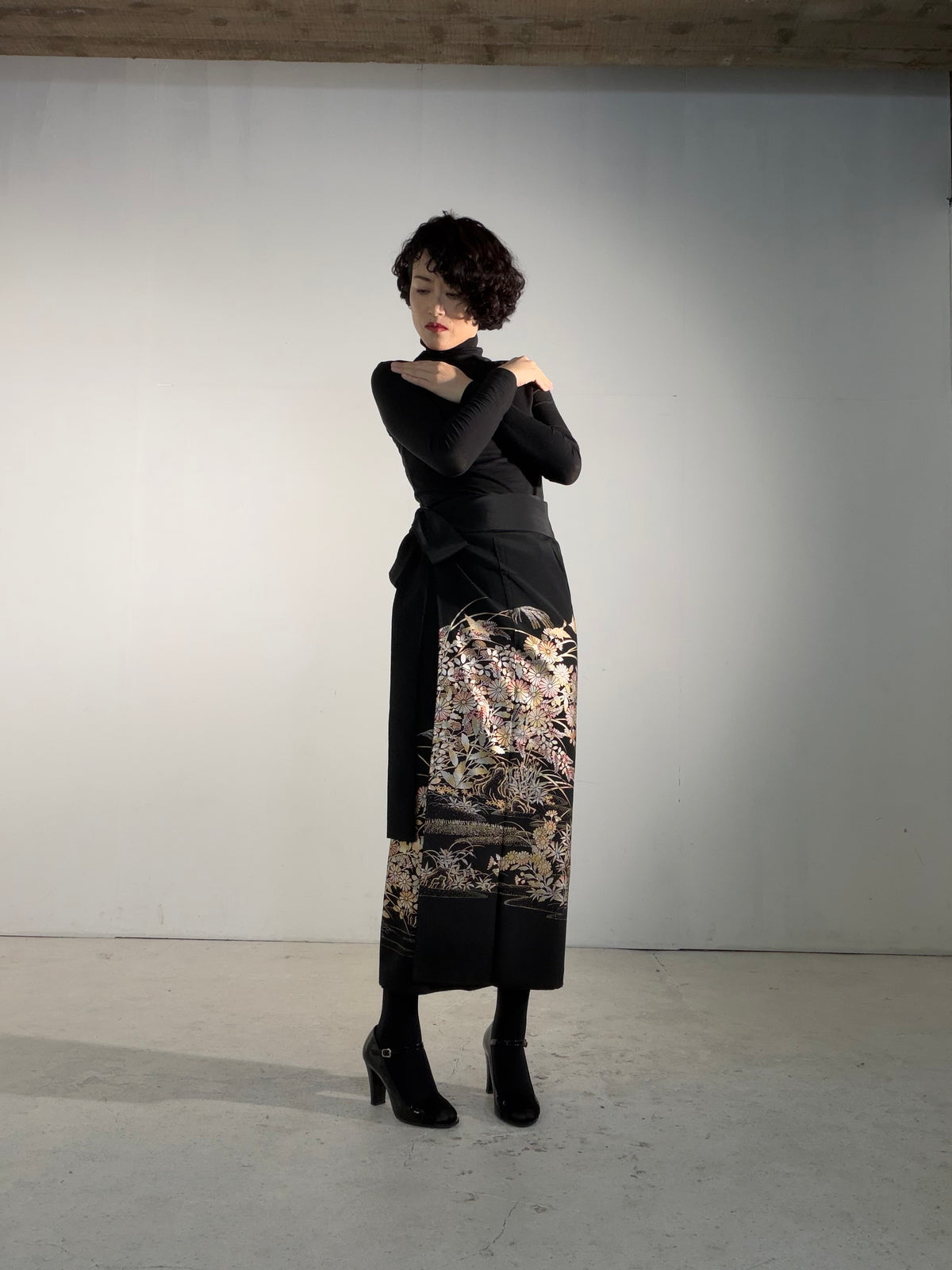 EDO-ZUMA SKIRT UPCYCLED FROM JAPANESE KIMONO "EDO072"