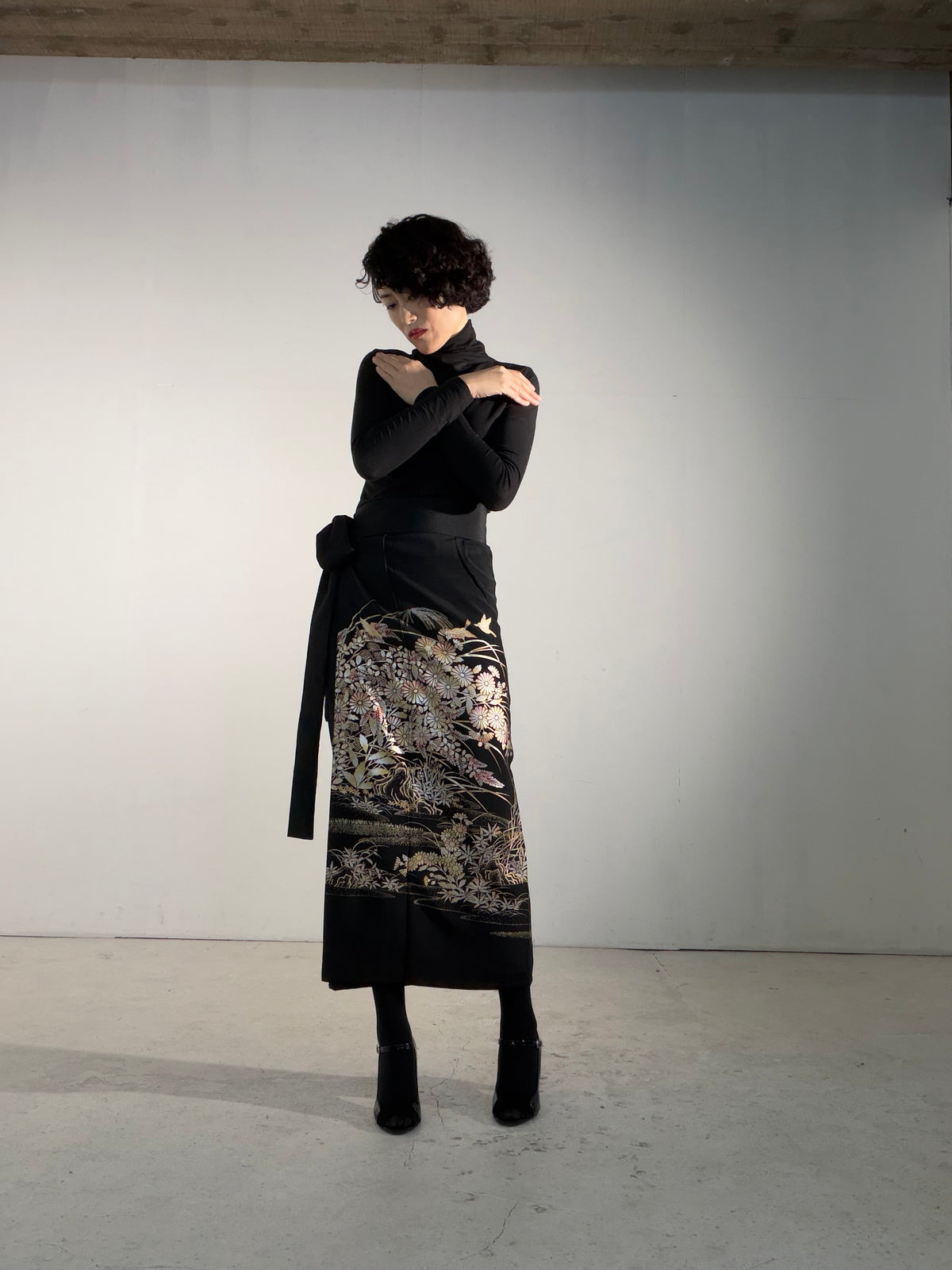 EDO-ZUMA SKIRT UPCYCLED FROM JAPANESE KIMONO "EDO072"