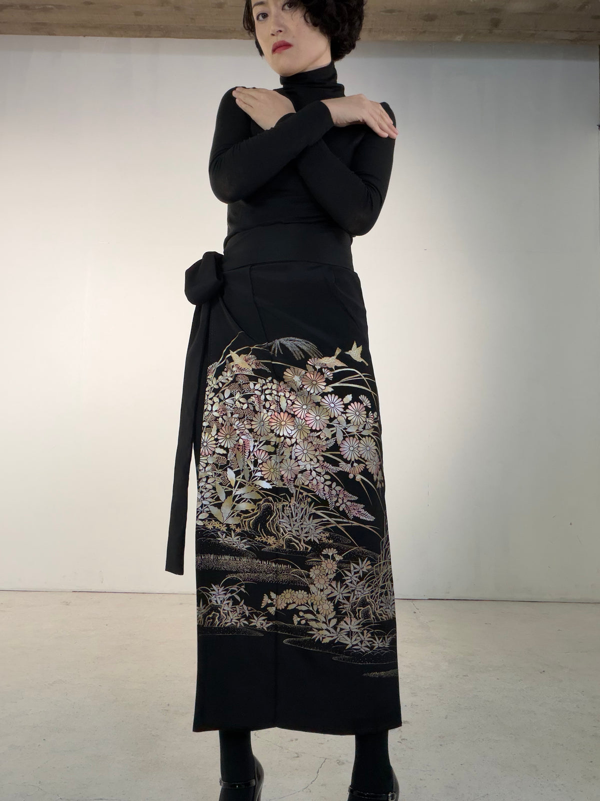 EDO-ZUMA SKIRT UPCYCLED FROM JAPANESE KIMONO "EDO072"