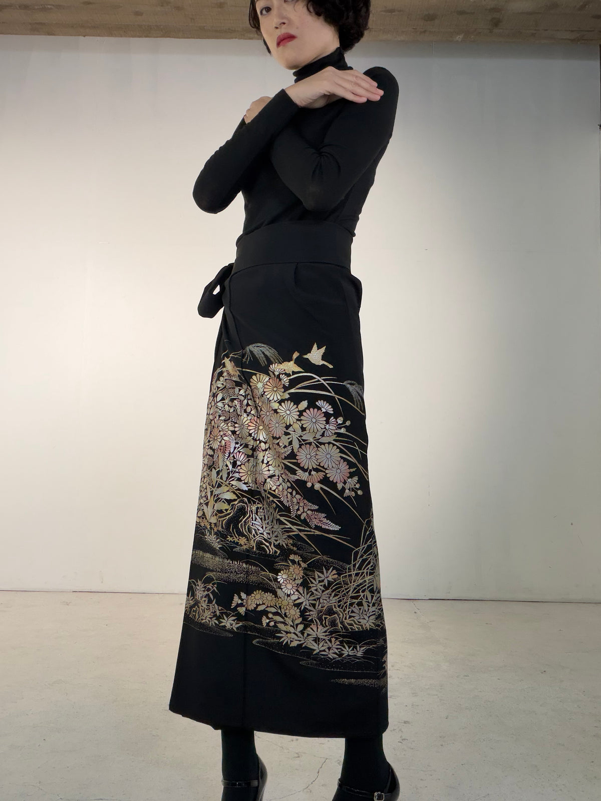 EDO-ZUMA SKIRT UPCYCLED FROM JAPANESE KIMONO "EDO072"
