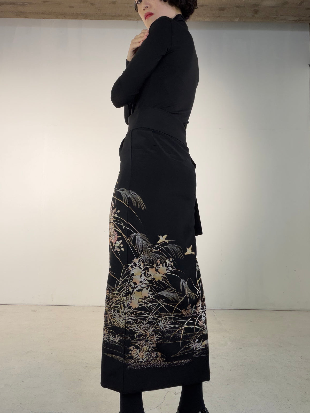 EDO-ZUMA SKIRT UPCYCLED FROM JAPANESE KIMONO "EDO072"