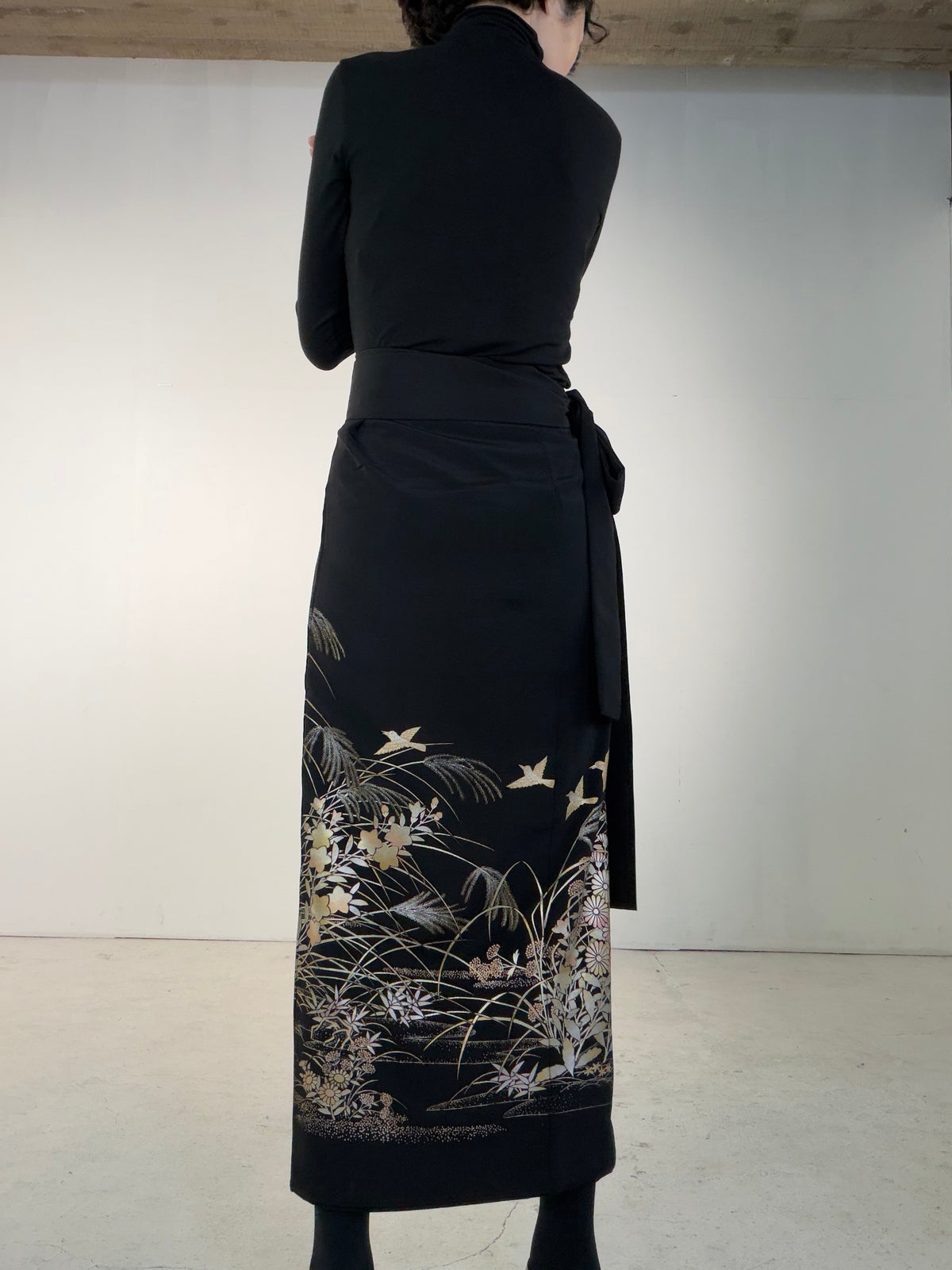 EDO-ZUMA SKIRT UPCYCLED FROM JAPANESE KIMONO "EDO072"