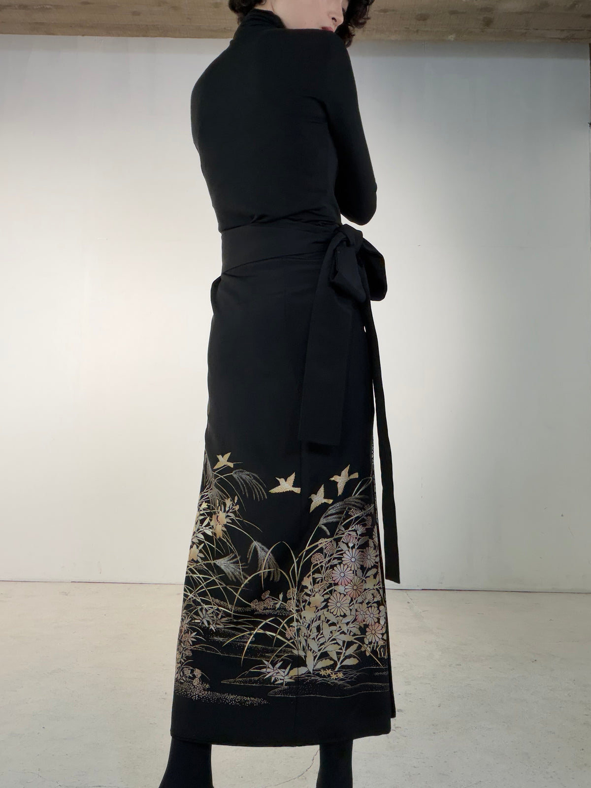 EDO-ZUMA SKIRT UPCYCLED FROM JAPANESE KIMONO "EDO072"