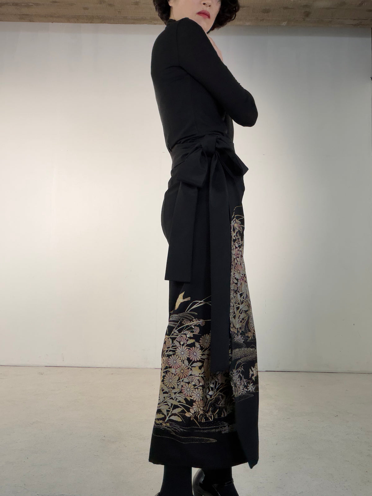 EDO-ZUMA SKIRT UPCYCLED FROM JAPANESE KIMONO "EDO072"