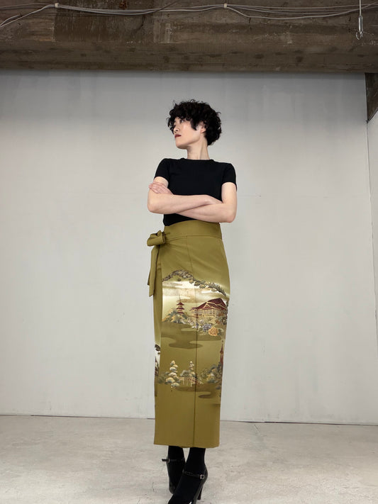 IROTOME SKIRT UPCYCLED FROM JAPANESE KIMONO "IRO122"