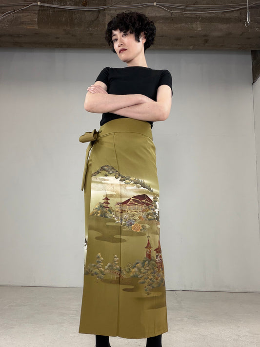 IROTOME SKIRT UPCYCLED FROM JAPANESE KIMONO "IRO122"