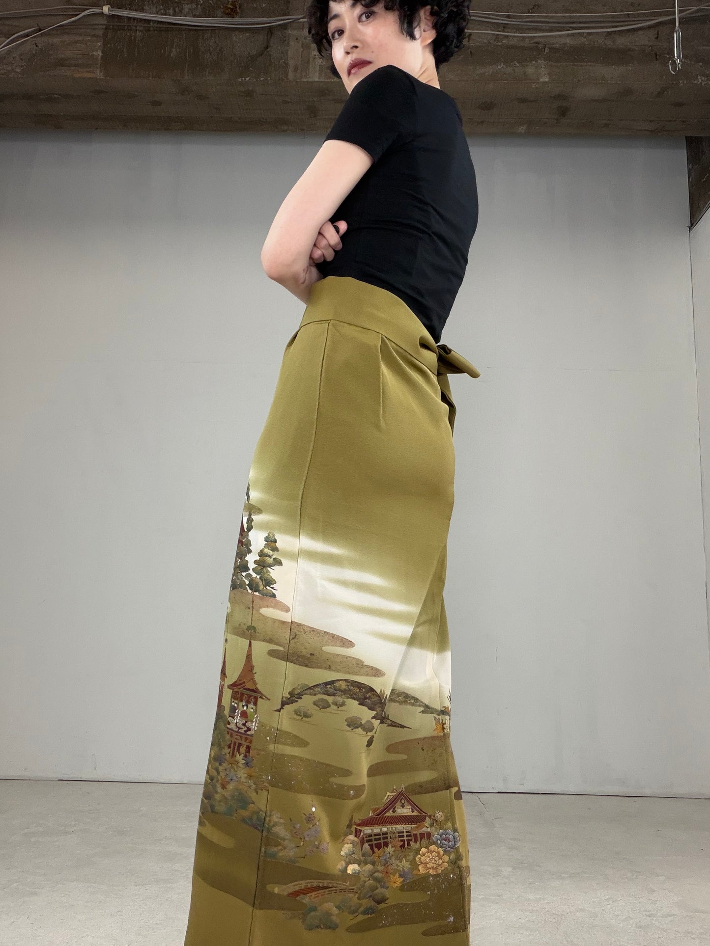 IROTOME SKIRT UPCYCLED FROM JAPANESE KIMONO "IRO122"
