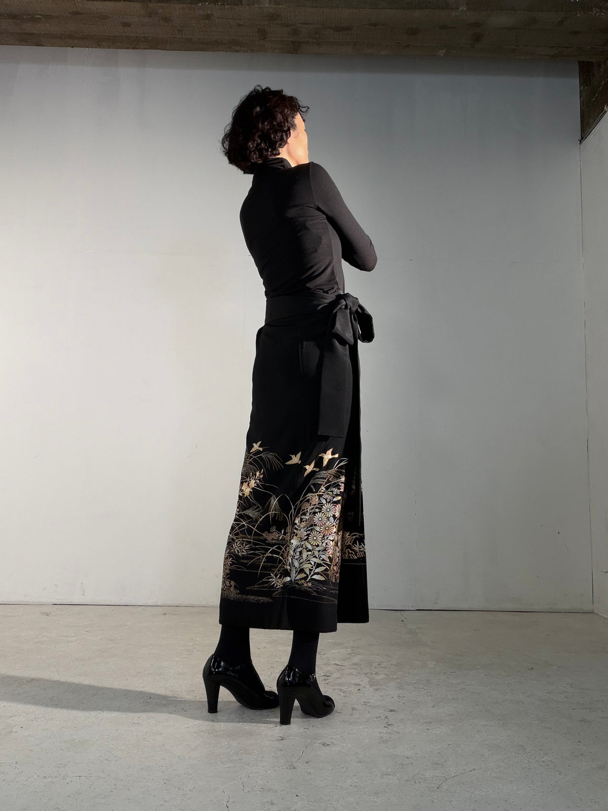 EDO-ZUMA SKIRT UPCYCLED FROM JAPANESE KIMONO "EDO072"