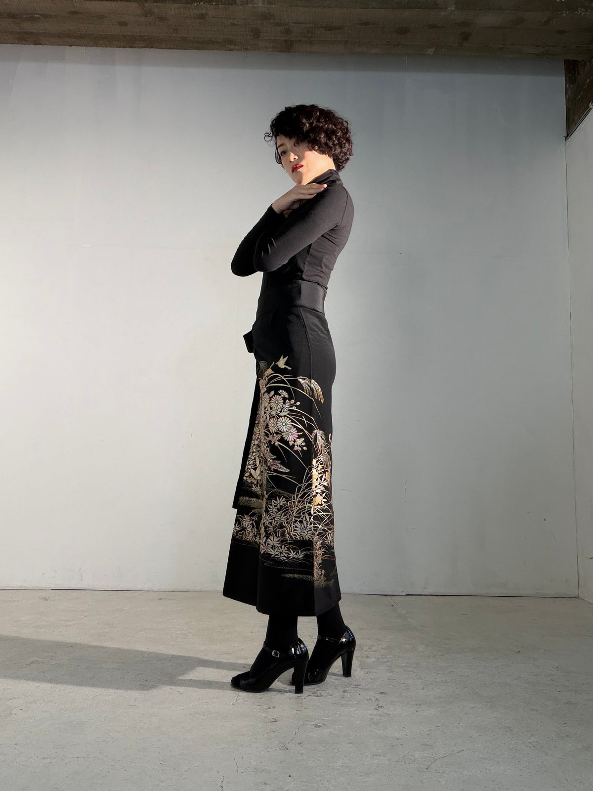 EDO-ZUMA SKIRT UPCYCLED FROM JAPANESE KIMONO "EDO072"