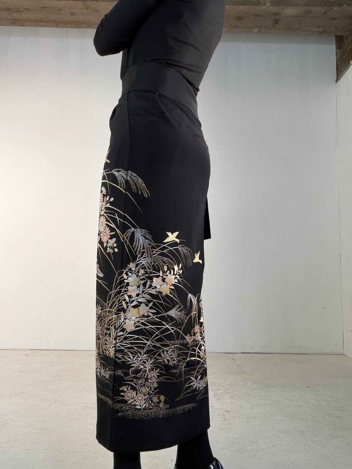 EDO-ZUMA SKIRT UPCYCLED FROM JAPANESE KIMONO "EDO072"
