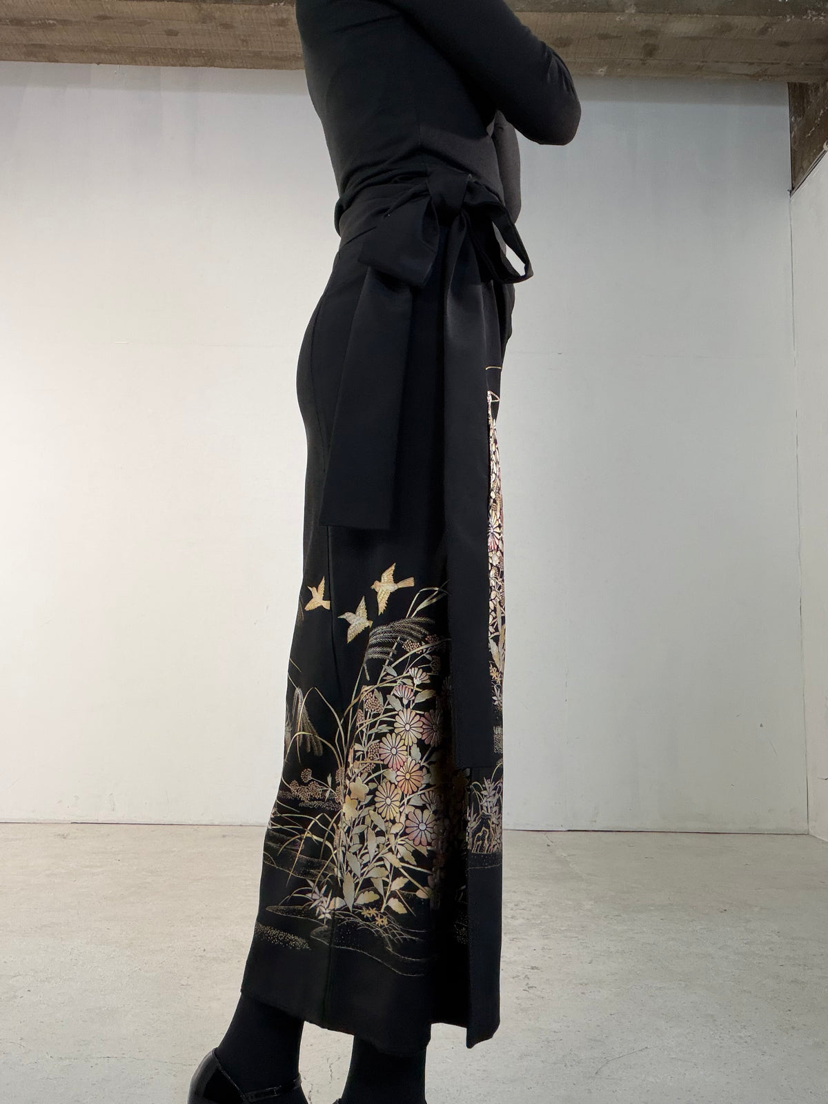 EDO-ZUMA SKIRT UPCYCLED FROM JAPANESE KIMONO "EDO072"