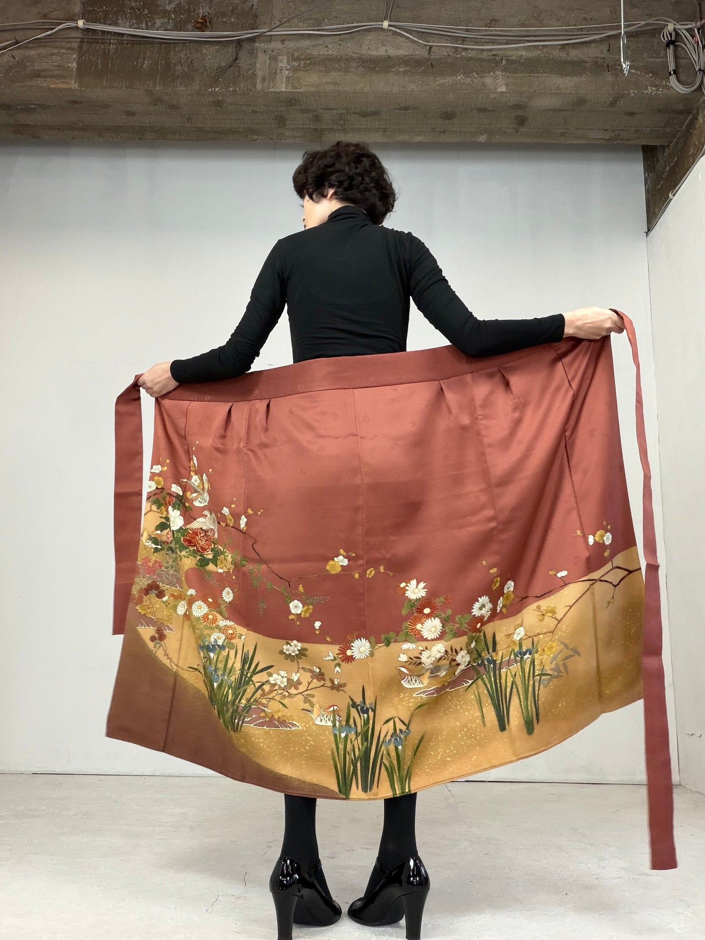 IROTOME SKIRT UPCYCLED FROM JAPANESE KIMONO "107"