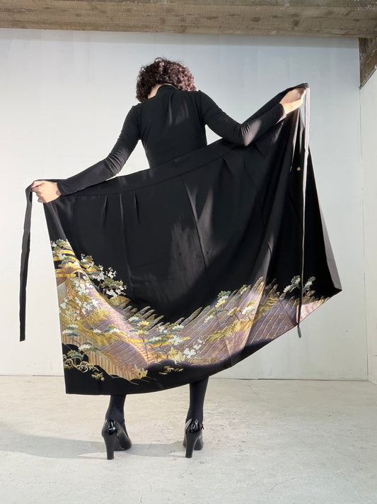 EDO-ZUMA SKIRT UPCYCLED FROM JAPANESE KIMONO "EDO071"