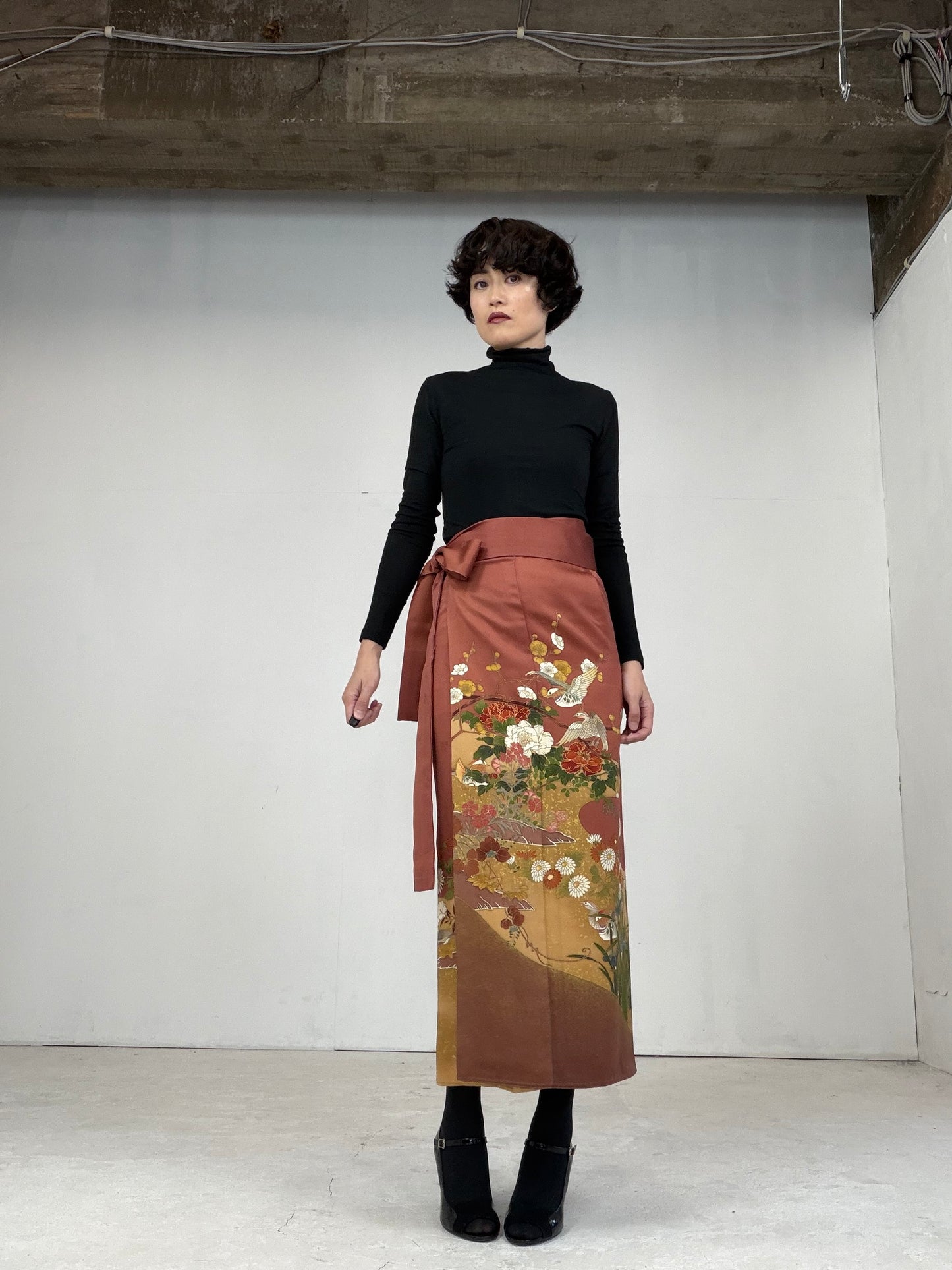 IROTOME SKIRT UPCYCLED FROM JAPANESE KIMONO "107"