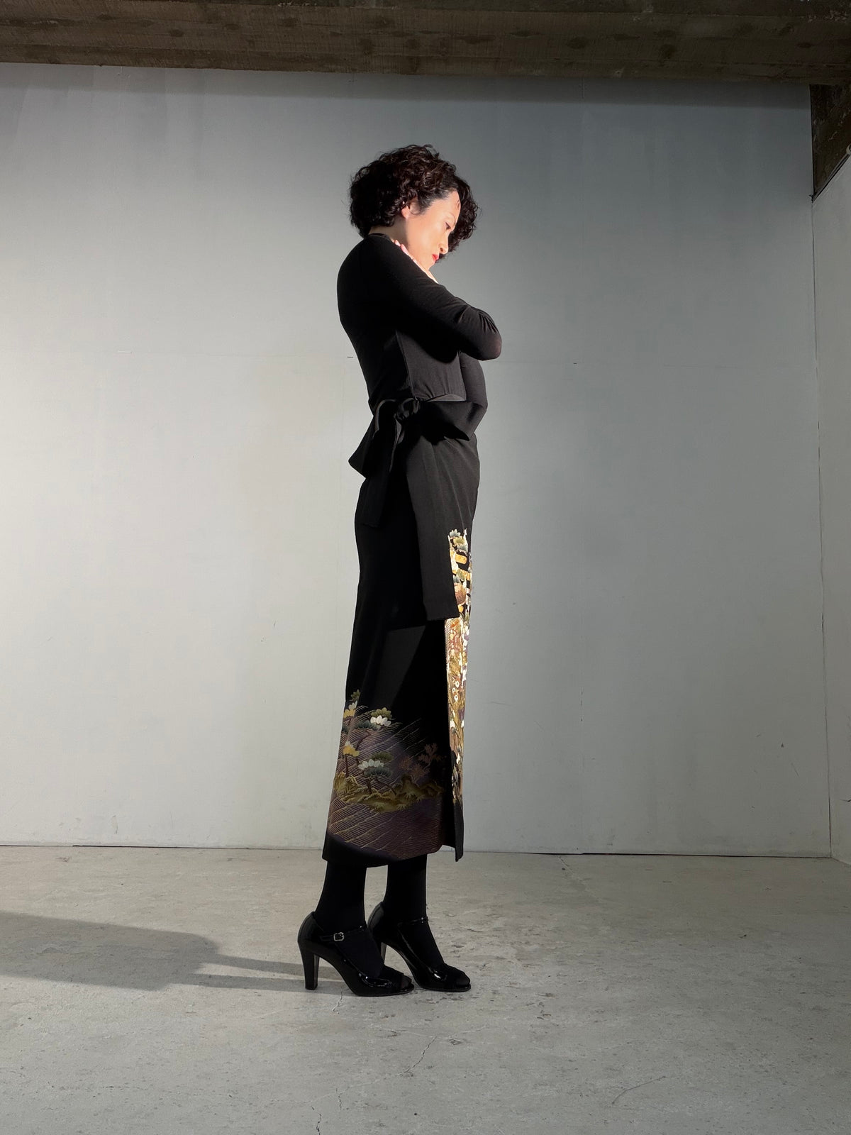 EDO-ZUMA SKIRT UPCYCLED FROM JAPANESE KIMONO "EDO071"