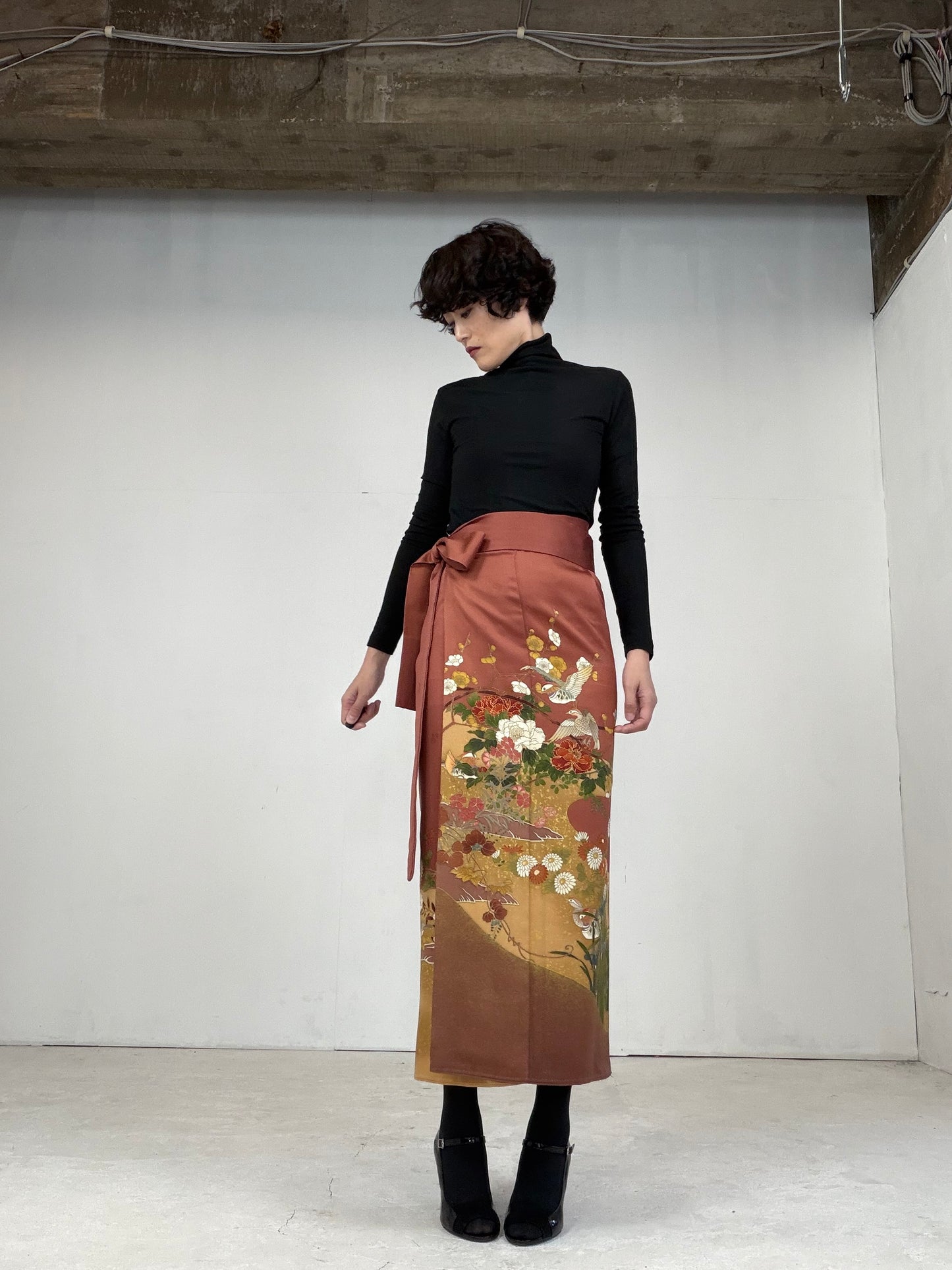 IROTOME SKIRT UPCYCLED FROM JAPANESE KIMONO "107"
