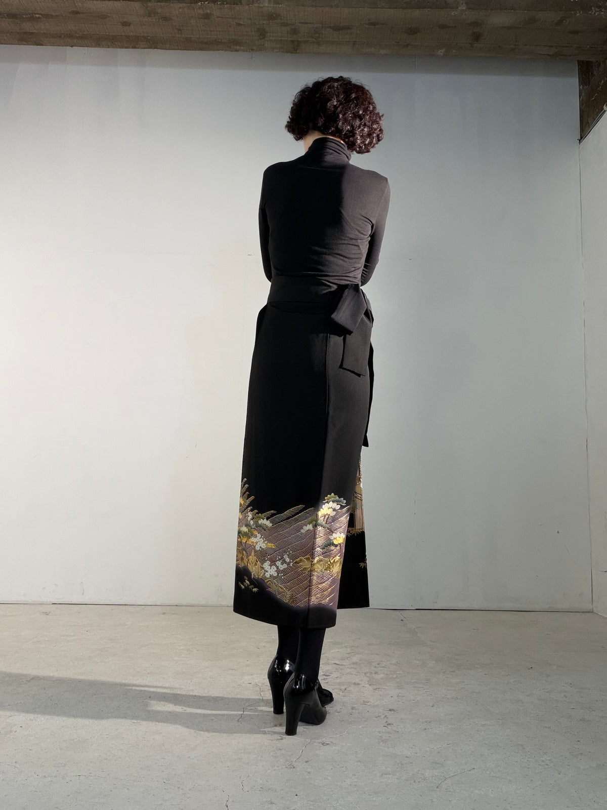 EDO-ZUMA SKIRT UPCYCLED FROM JAPANESE KIMONO "EDO071"