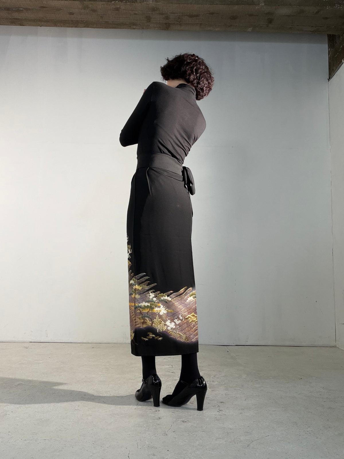 EDO-ZUMA SKIRT UPCYCLED FROM JAPANESE KIMONO "EDO071"