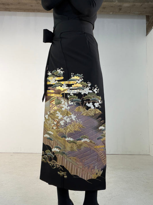EDO-ZUMA SKIRT UPCYCLED FROM JAPANESE KIMONO "EDO071"