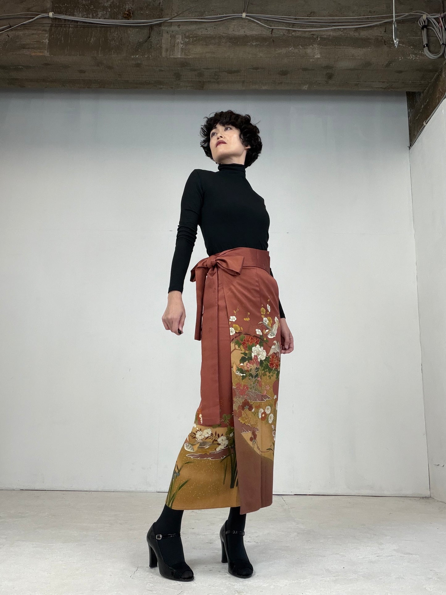 IROTOME SKIRT UPCYCLED FROM JAPANESE KIMONO "107"