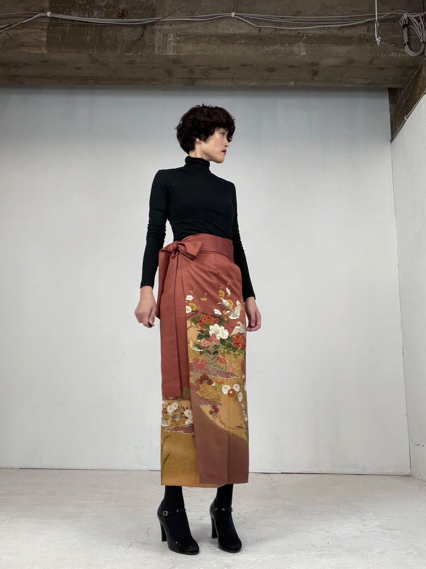 IROTOME SKIRT UPCYCLED FROM JAPANESE KIMONO "107"