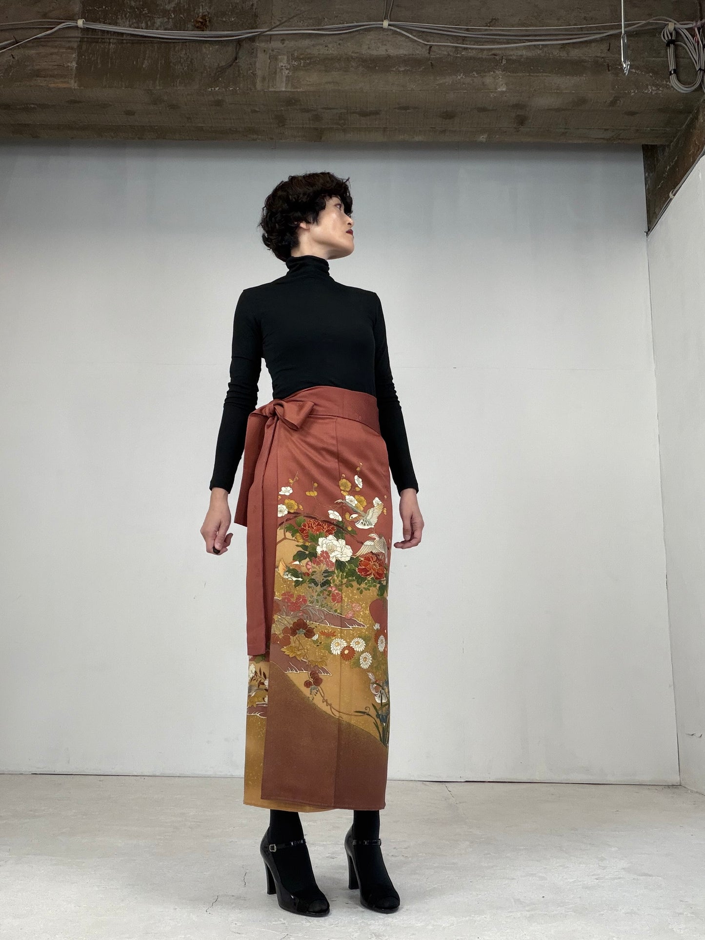 IROTOME SKIRT UPCYCLED FROM JAPANESE KIMONO "107"