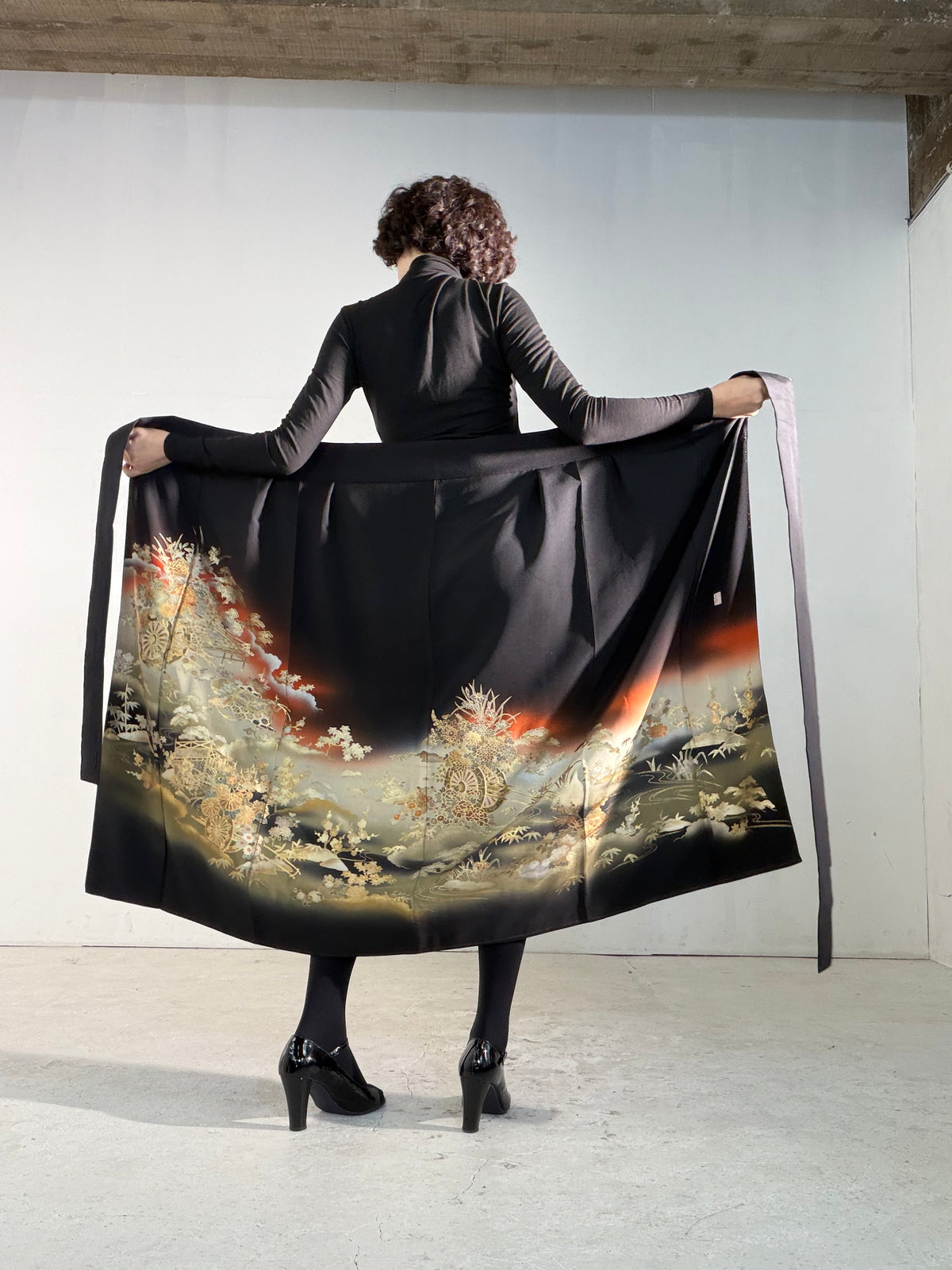 EDO-ZUMA SKIRT UPCYCLED FROM JAPANESE KIMONO "EDO070"
