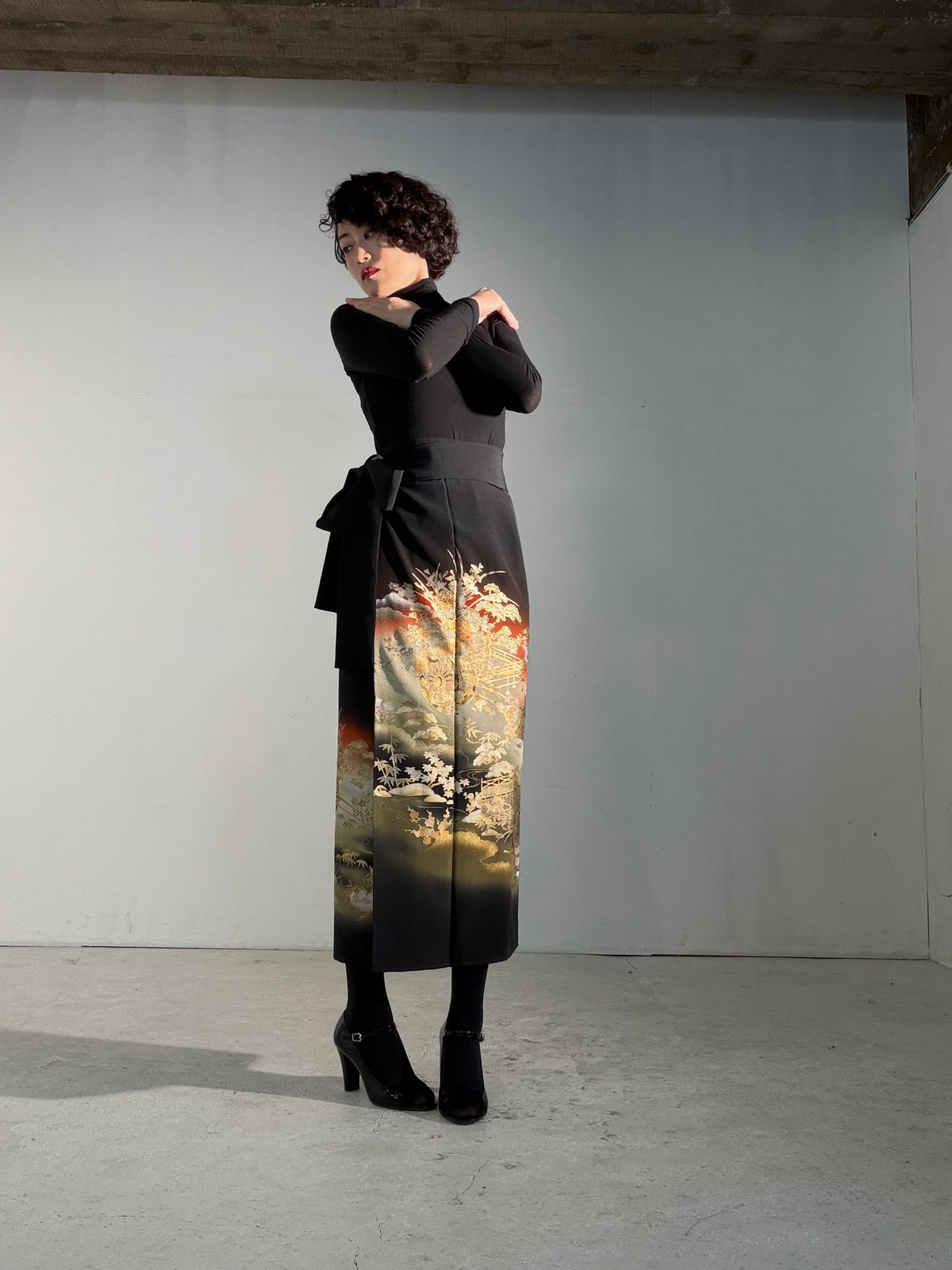 EDO-ZUMA SKIRT UPCYCLED FROM JAPANESE KIMONO "EDO070"