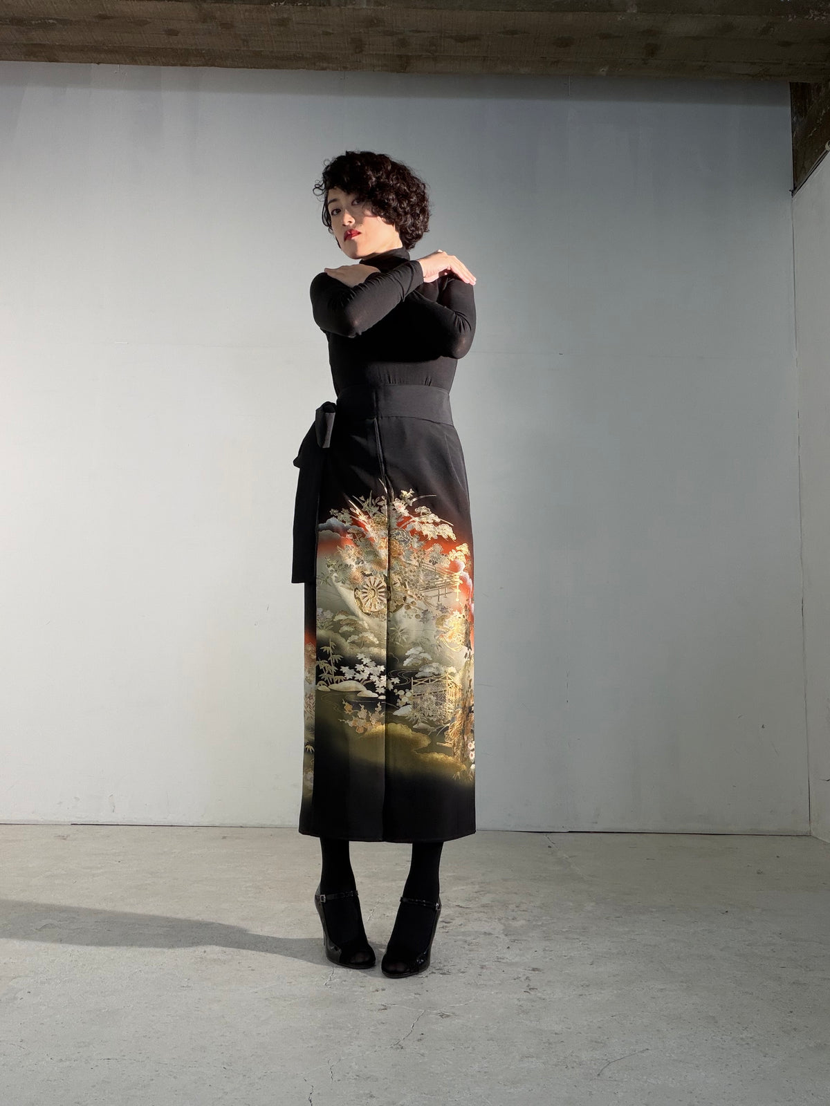 EDO-ZUMA SKIRT UPCYCLED FROM JAPANESE KIMONO "EDO070"